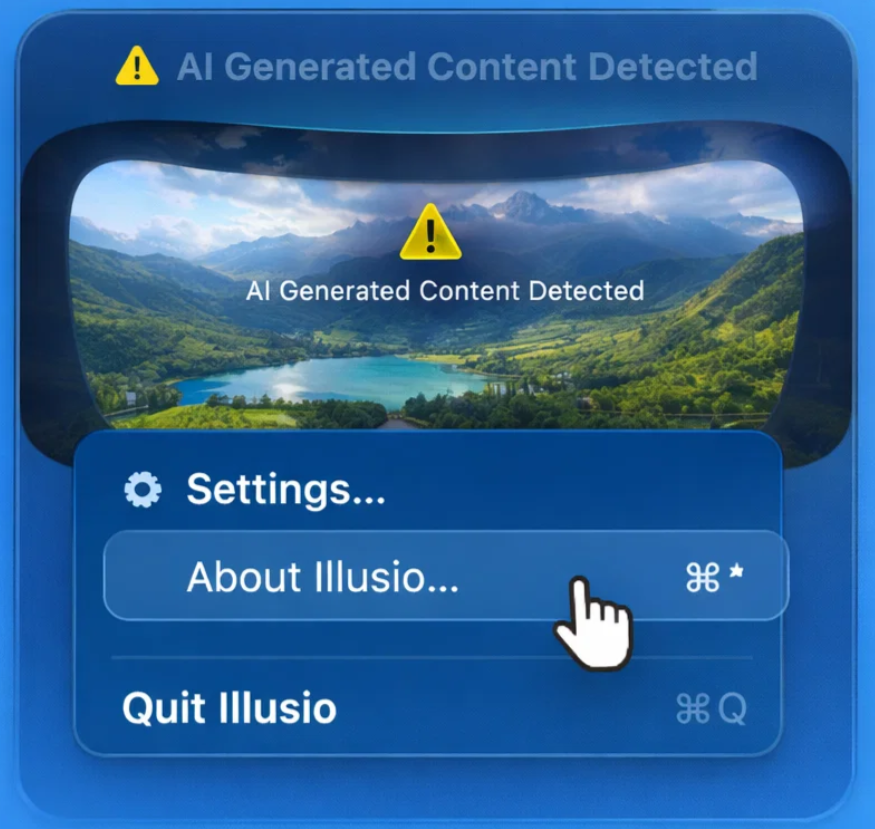 Illusio detecting AI-generated content in macOS menu bar