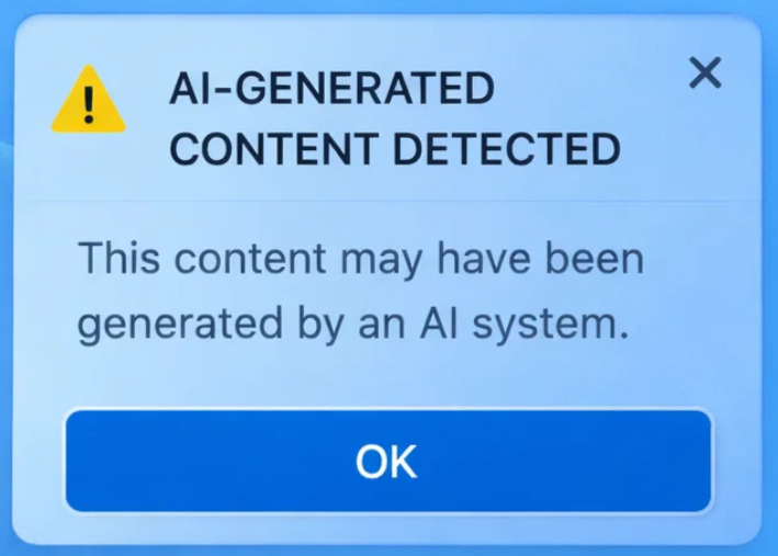 AI-Generated Content Detected alert popup